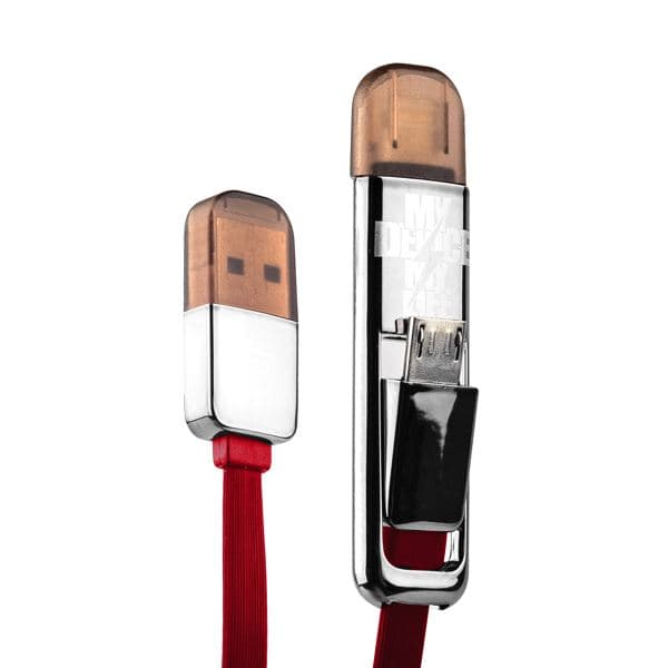 Дата-кабель USB Remax TRANSFORMERS high speed 2в1 lightning & microUSB плоский (1.0 м) красный