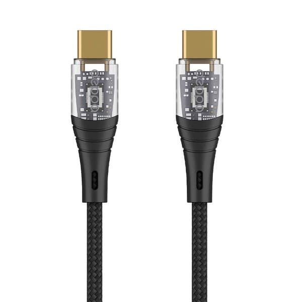 Дата-кабель Deppa Crystal Type-C - Type-C 3A D-72502 (1м) Черный