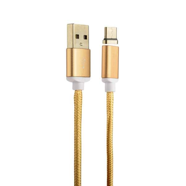 Дата-кабель USB COTECi M42 с индикатором NYLON USB Type-C+Magnet System CS2156-GD (1.2 м) Золотистый