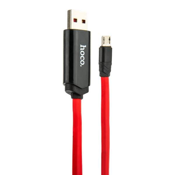 Дата-кабель USB Hoco U29 LED displayed timing MicroUSB (1.2 м) Красный