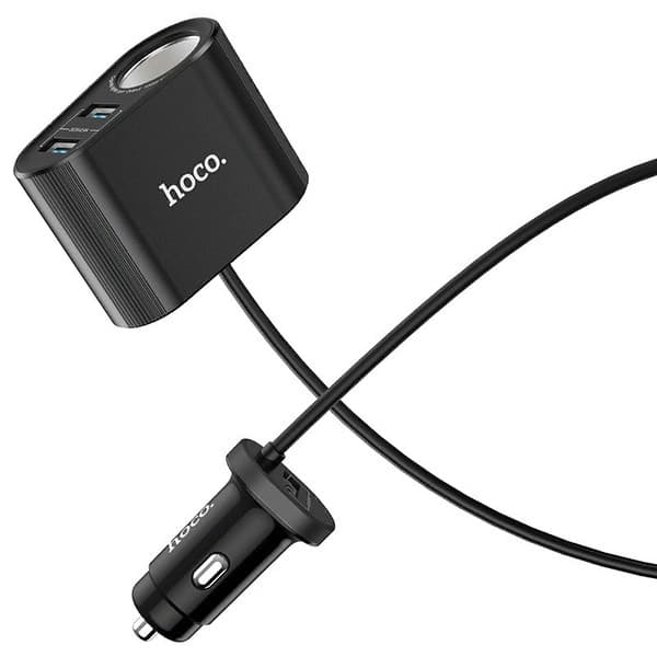Разделитель автомобильный Hoco Z35A Companheiro front and rear seat Cigarette Lighter 100W Car Charger (3USB: 5V & 2.4A) Черный