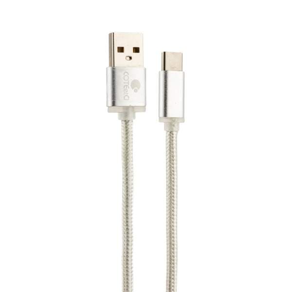 Дата-кабель USB COTECi M20 NYLON series Type-C Cable CS2128-0.2M-TS (0.2m) Серебристый