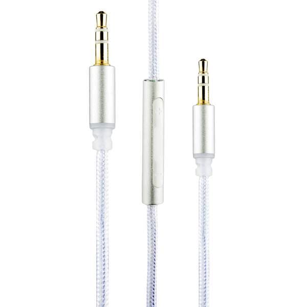 Кабель с микрофоном COTECi S3 Nylon Audio line with Mic CS5059-TS 3.5mm (1.5 м) Серебристый