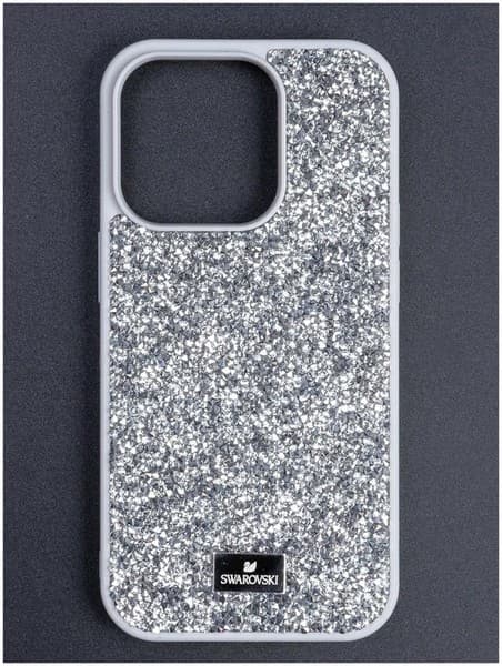 Чехол-накладка силиконовая со стразами SW Crystalline для iPhone 15 Pro Max (6.5") Серый