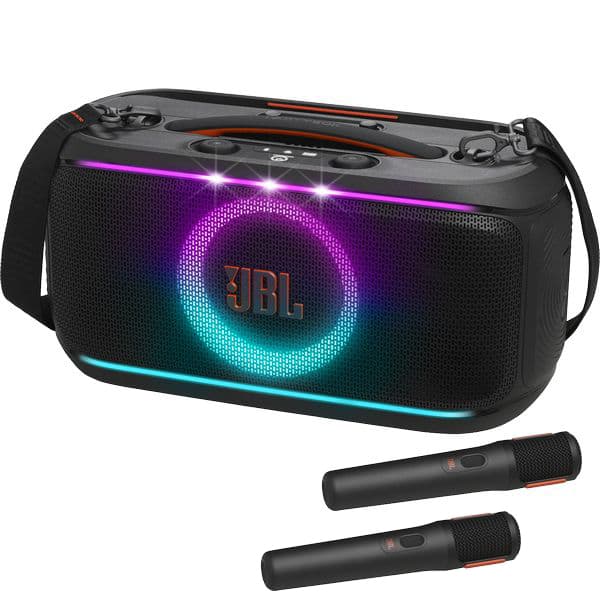 JBL PartyBox On-The-Go 2 с двумя микрофонами