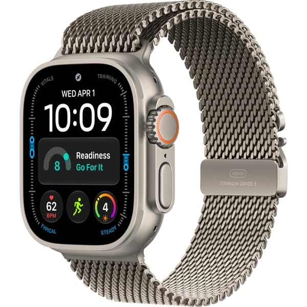 Apple Watch Ultra 4 49mm GPS + Cellular Natural Titanium Case with Natural Titanium Milanese Loop S/M/L