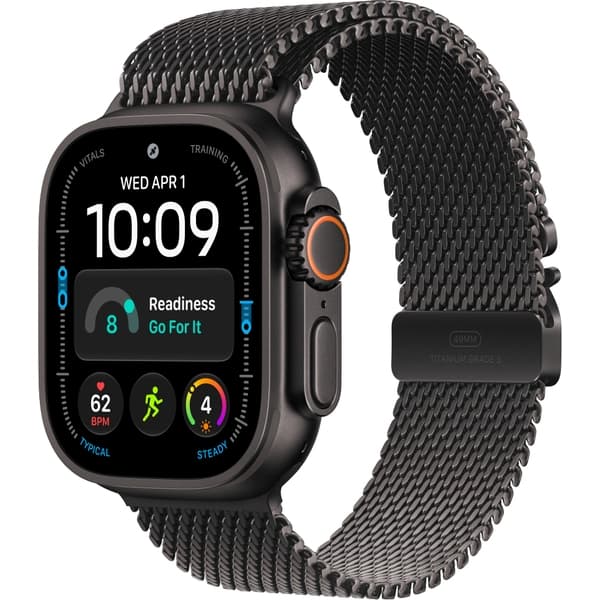 Apple Watch Ultra 4 49mm GPS + Cellular Black Titanium Case with Black Titanium Milanese Loop S/M/L
