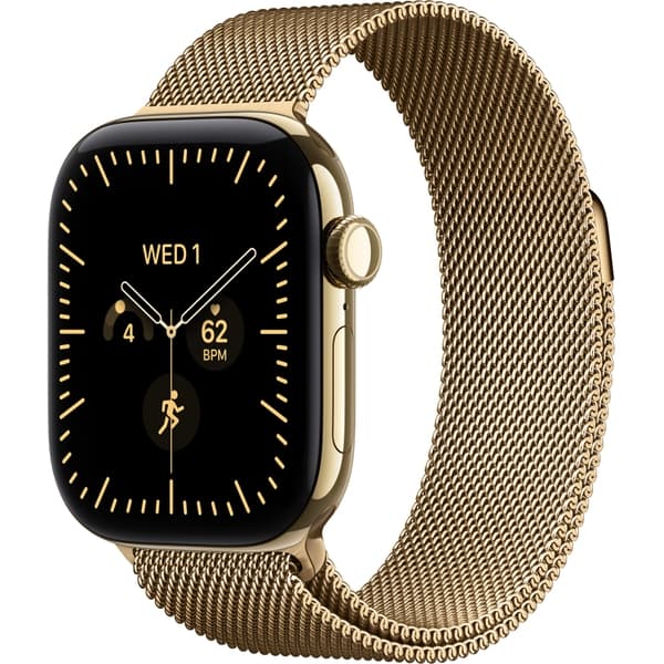 Apple Watch Series 12 42mm GPS + Cellular Radiant Gold Titanium Case with Natural Milanese Loop
