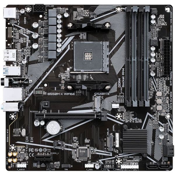 Материнская плата Gigabyte AMD B550 AM4 DDR4 ( B550M K WiFi6E ) mATX, Ret