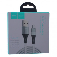 USB дата-кабель Hoco U46 Tricyclic silicone charging data cable MicroUSB (1.0 м) White