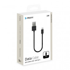 USB дата-кабель Deppa D-72314 USB A - USB Type-C (USB 2.0/ 2.4А) 3м Черный