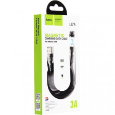 USB дата-кабель Hoco U75 Magnetic charging data cable for MicroUSB (1.2м) (3A) Черный