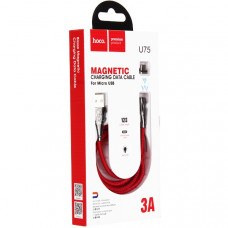 USB дата-кабель Hoco U75 Magnetic charging data cable for MicroUSB (1.2м) (3A) Красный