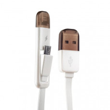 USB дата-кабель Remax TRANSFORMERS high speed 2в1 lightning & microUSB плоский (1.0 м) белый