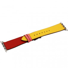 Ремешок кожаный COTEetCI W36 Fashoin Leather (WH5260-44-ACR) для Apple Watch 44мм/ 42мм (short) Желтый-Красный