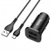 Разделитель автомобильный Hoco NZ4 Wise road 24W dual port PD car charger с кабелем MicroUSB (2USB: 5V & 2.4A 12W/ total output 24W) Черный