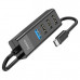 Переходник Hoco HB25 Easy mix 4-in-1 converter (Type-c to USB3.0 + USB 2.0x3) черный