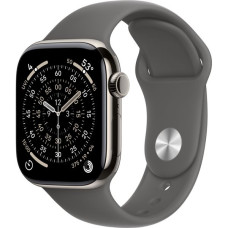 Apple Watch Series 11, 42 mm, Natural Titanium Stone Gray Sport Band