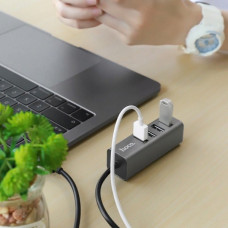 Переходник Hoco HB1 4-Ports HUB USBX4 Line machine (0.80мм) tarnish Графитовый Переходник Hoco HB1 4-Ports HUB USBX4 Line machine (0.80мм) tarnish Графитовый